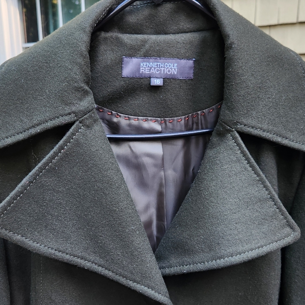 Kenneth Cole Reaction Dark Green Coat Sz 16 EUC - Picture 4 of 8